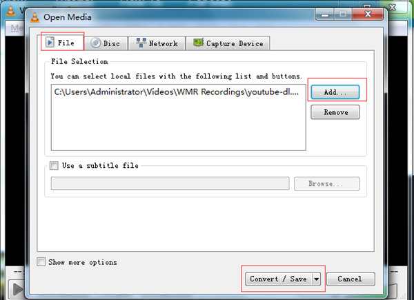 FLV-Datei zu VLC hinzufügen