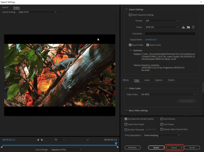 Export Video on Adobe Premiere