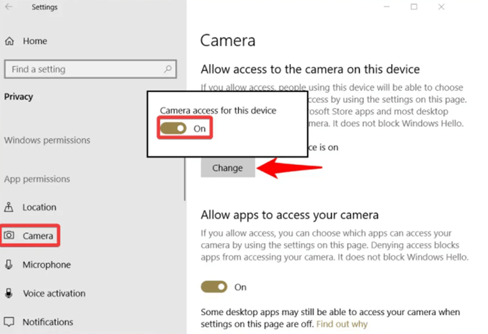 Allow Apps to Acess Your Camera