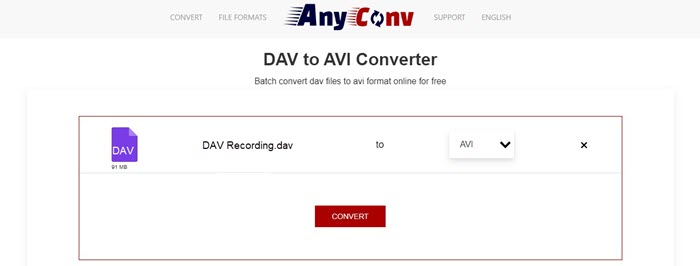 AnyConv Convert DAV to AVI Online Free