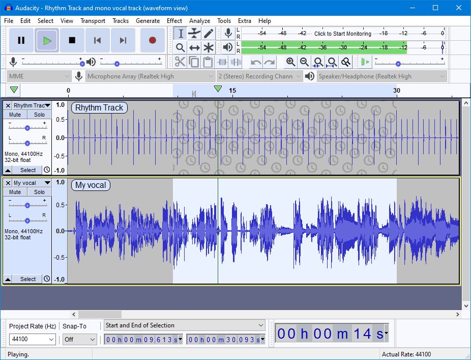 The User Interface of Audacity