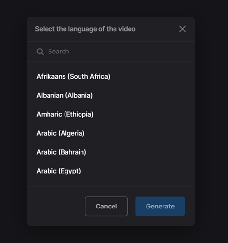 Choose Subtitles Language Clideo