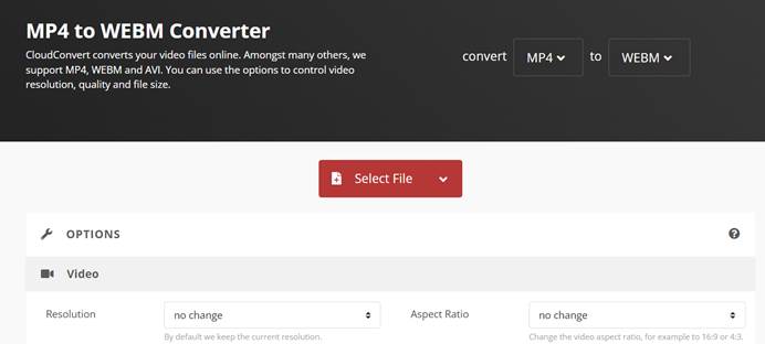 CloudConvert Convert MP4 to WebM