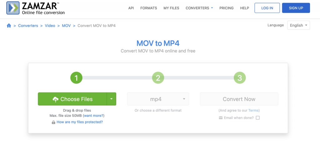 Convert iMovie to MP4 with Zamzar
