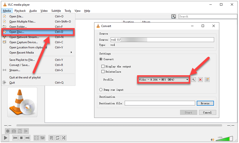 Convert VCD to MP4 Using VLC