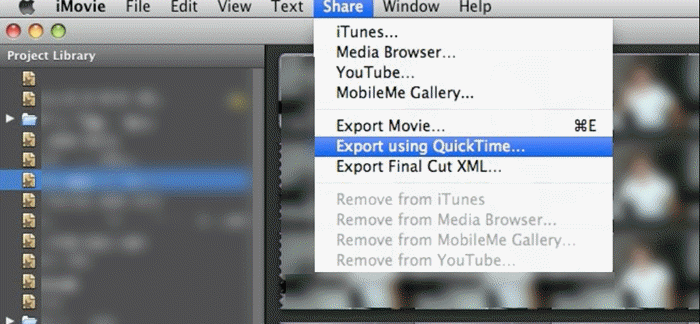 Export iMovie Using QuickTime