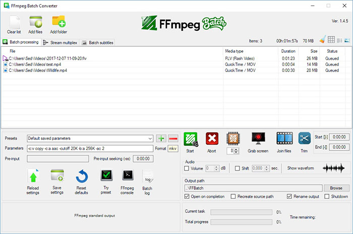 FFMPEG Interface principale