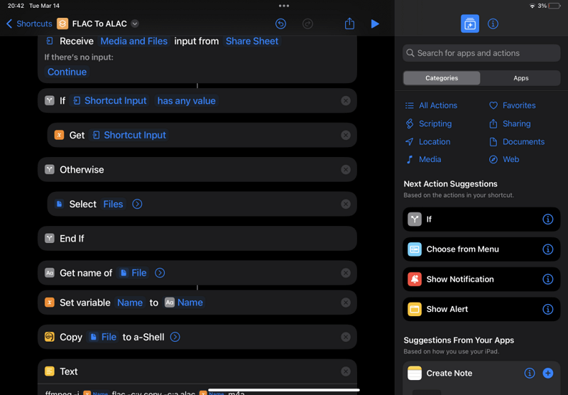FLAC to ALAC Shortcut on iPhone