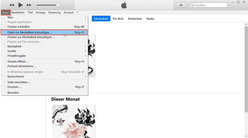 MP3 Datei in iTunes hinzufügen