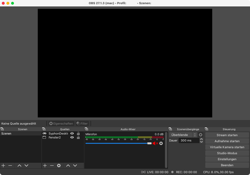 Screen Recording Mac mit OBS