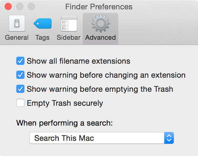 Show File Name Extensions on Mac