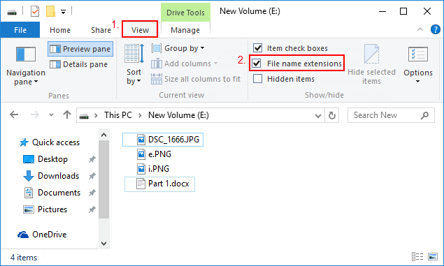 Show File Name Extensions Windows