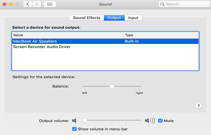 Choose Sound Output on Mac