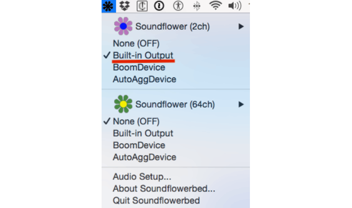 Set Soundflower as Built-in Output