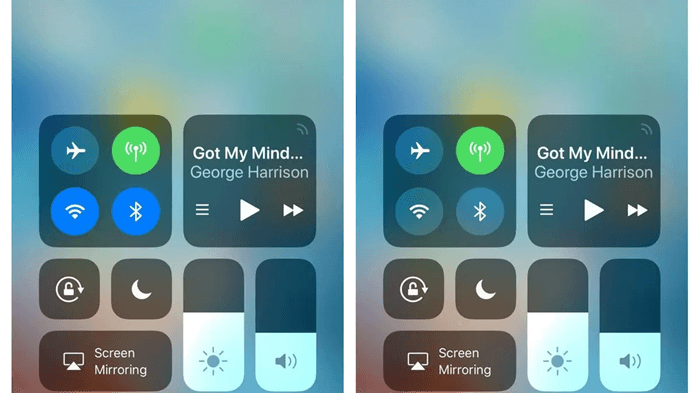 Turn on iPhone Bluetooth from Control Center