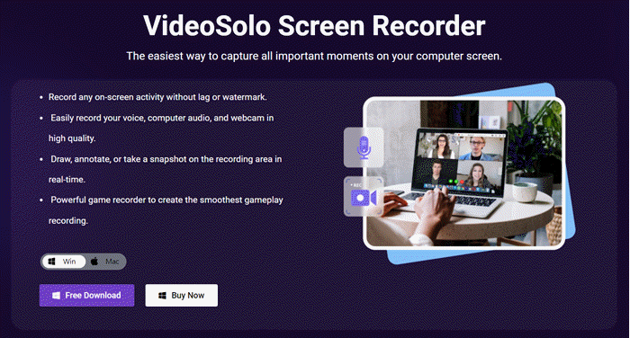VideoSolo Screen Recorder Website
