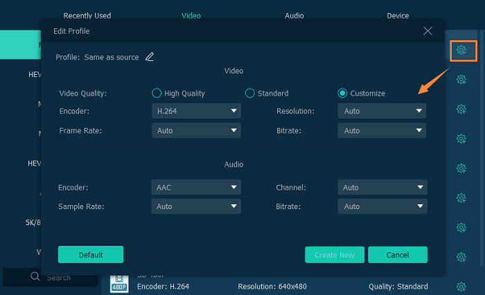 VideoSolo Video Converter Custom Profile