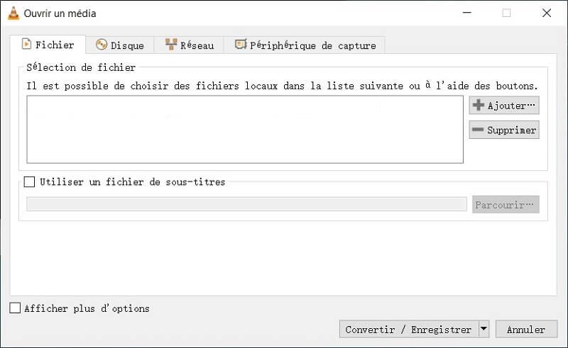 VLC Ajouter fichier