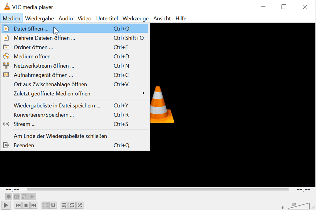 VLC Datei öffnen