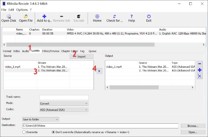 Add Subtitle to Video with XMedia Recode